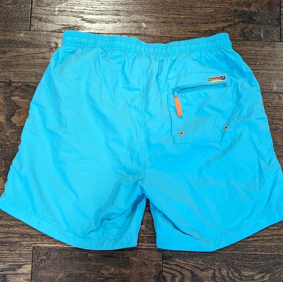 VTG Weekender Swim Trunks Bright Teal Blue Retro - Picture 4 of 10